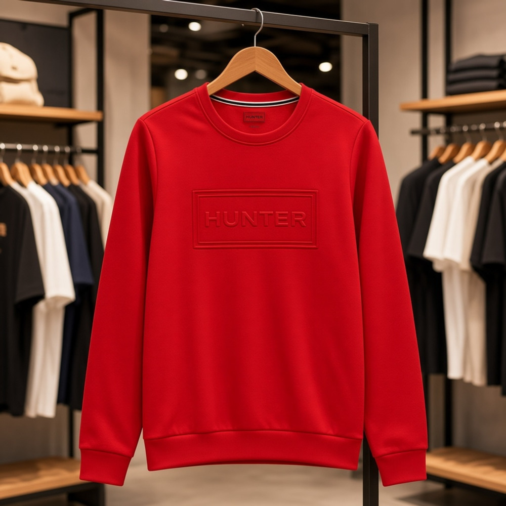 Hunter Women’s Embossed Pullover Size L Red Sweatshirt (NWT)